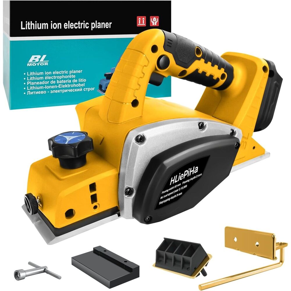 HLiePiHa cordless handheld planer features a high-efficiency brushless motor